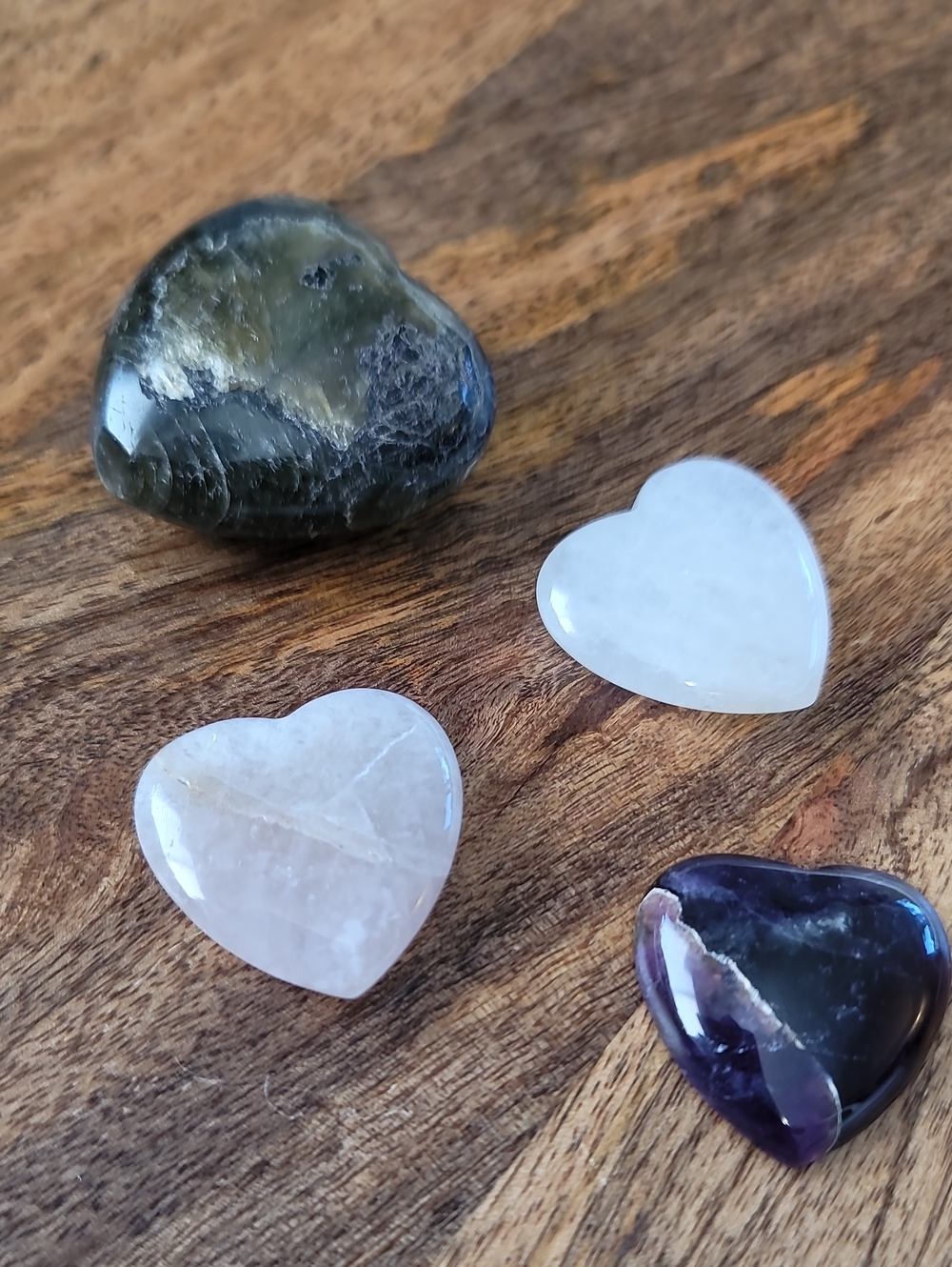 Heart-Shaped Semi-Precious Stone Hearts - White, Green, Pink, Purple